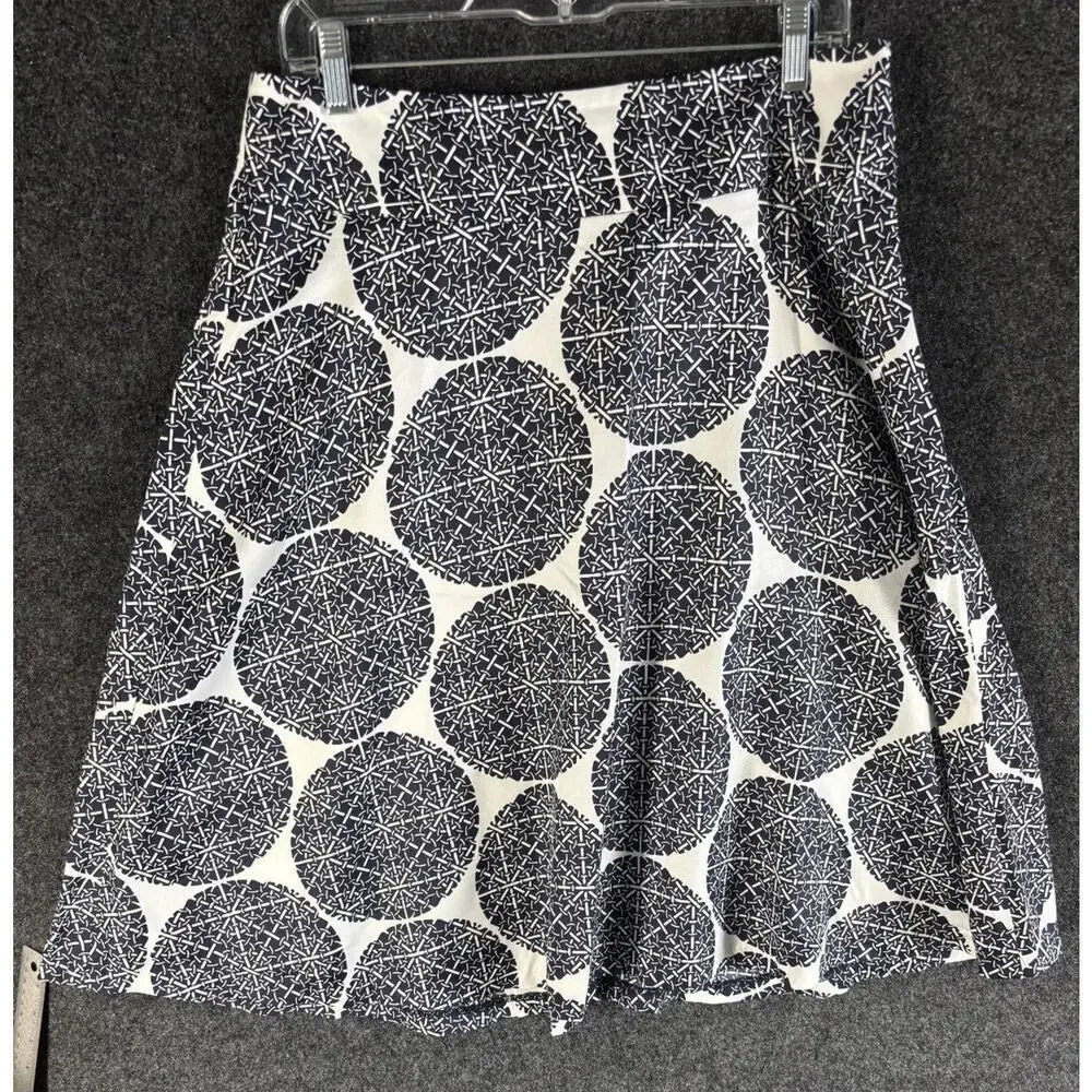 The Limited Skirt Women 12 White Geometric A-Line Midi Lined Mid Rise Casual